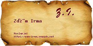 Zám Irma névjegykártya